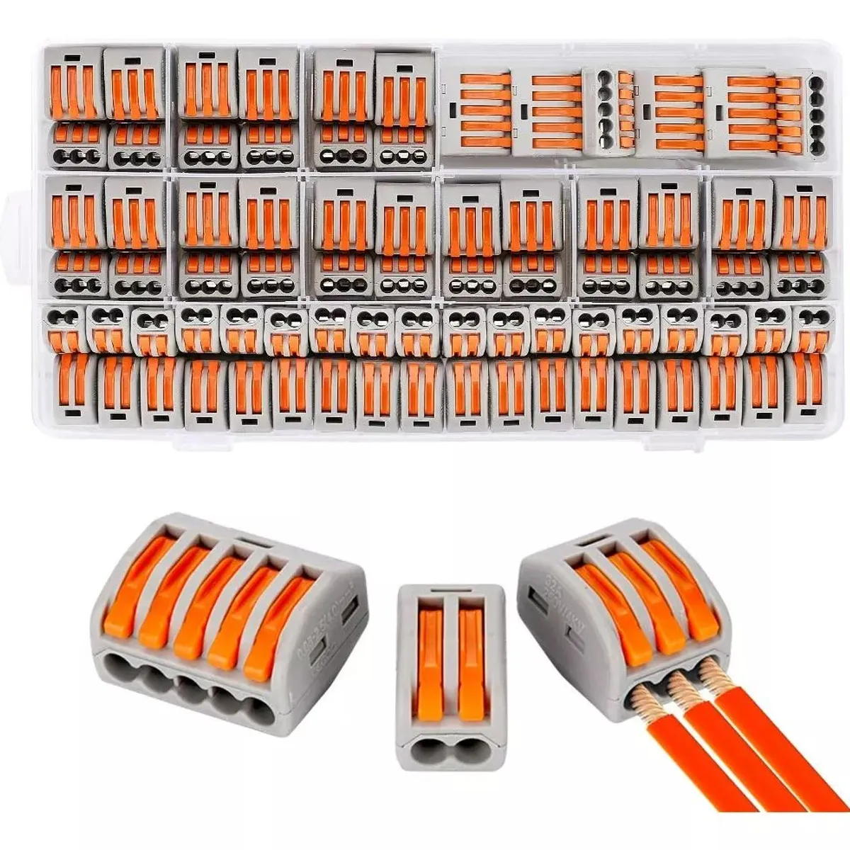 KUANGYE - Set 100 Conectores Eléctrico Rápido Tipo Wago 3 Entradas