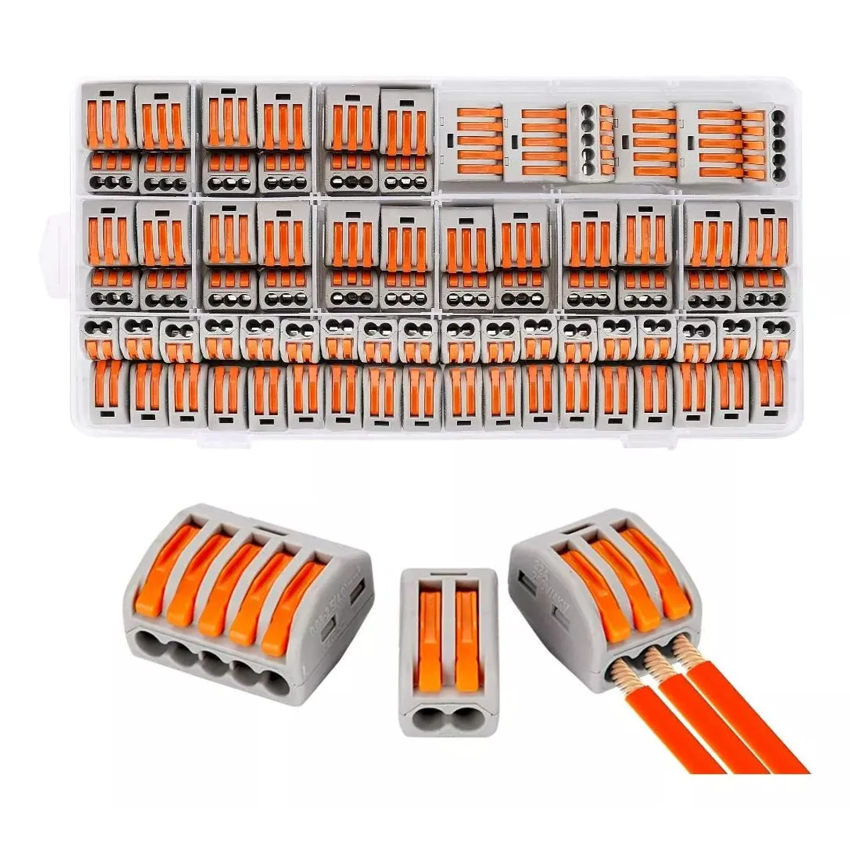 KUANGYE - Set 100 Conectores Eléctrico Rápido Tipo Wago 3 Entradas