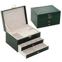 KUANGYE - Joyero Caja De Joya Dos Capas Tipo Maleta Organizador Joyas