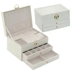 KUANGYE - Joyero Caja De Joya Dos Capas Tipo Maleta Organizador Joyas
