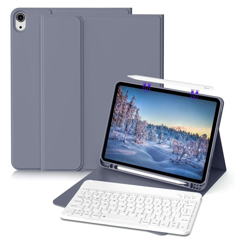 GENERICO - Funda Teclado Para iPad Air 10.9 4 y 5 Ranura Lápiz Carga - Lavanda