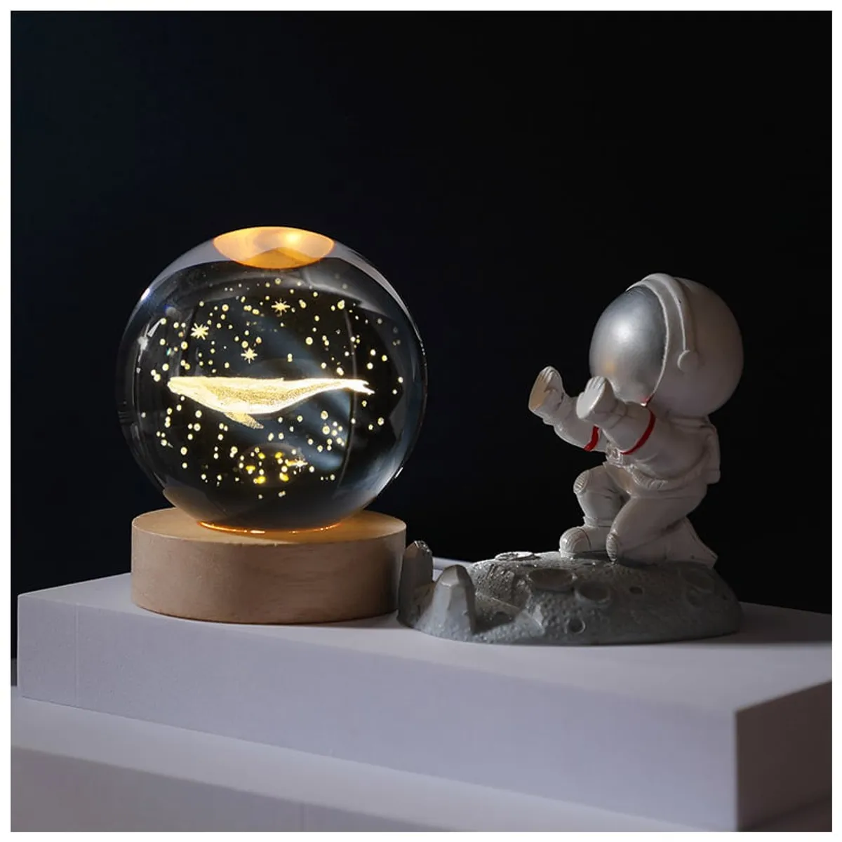 KUANGYE - Lampara De Noche Bola De Cristal Led Diseños 3d