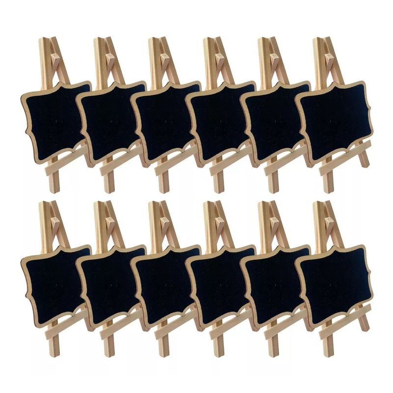 KUANGYE - Pack 12 Pcs Mini Letreros A Tiza, Madera (cuadrado)