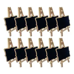 KUANGYE - Pack 12 Pcs Mini Letreros A Tiza, Madera (cuadrado)