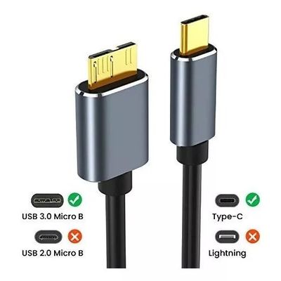 Imagen 2 del producto Cable Usb C 3.0 A 50cm Micro B Disco Duro / No Generico