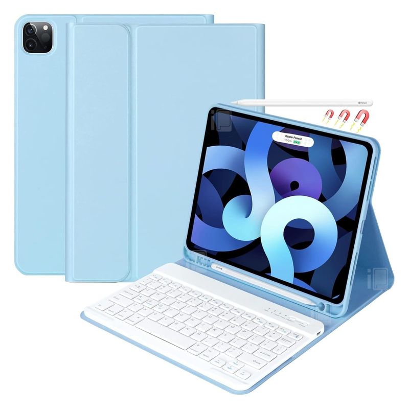 GENERICO - Funda Con Teclado Para iPad Pro 11 1ª/2 ª/3/4ª Color Rosado Español - Celeste