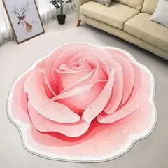 ANGELES DEL HOGAR - Alfombra Redonda en Forma de Flor Rosa 80cm D