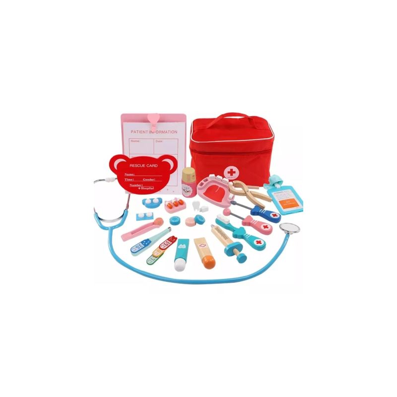 IMPORTCLICK - Set Juegos Bolso Doctor Dentista Madera Infantil IMPORTCLICK