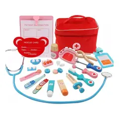 IMPORTCLICK - Set Juegos Bolso Doctor Dentista Madera Infantil