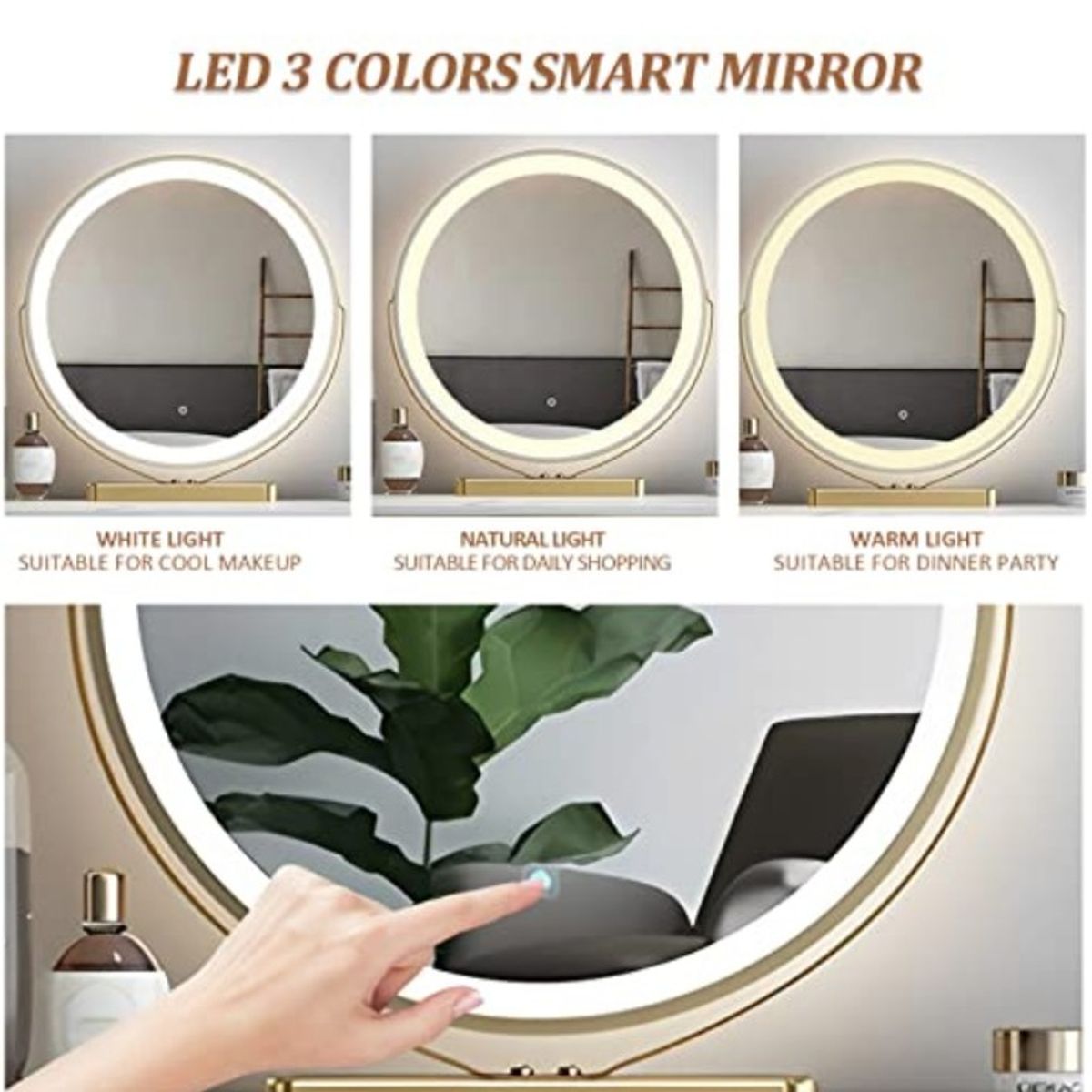 GENERICO - Tocador Anastasia espejo luz led 3 tonalidades EM060