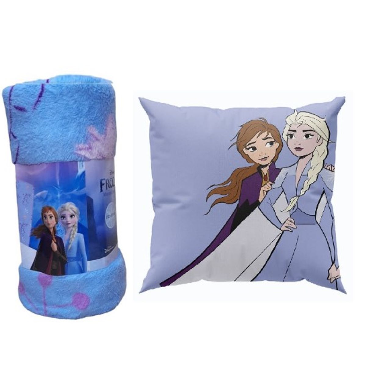 GENERICO - Pack manta coral 127x152 cojin 40x40 Frozen Celeste