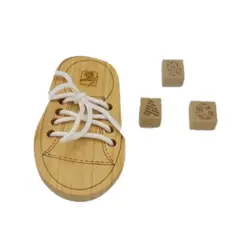 ROU ESENCIA NATURAL - Zapato enhebrador didáctico de madera Incluye saquito