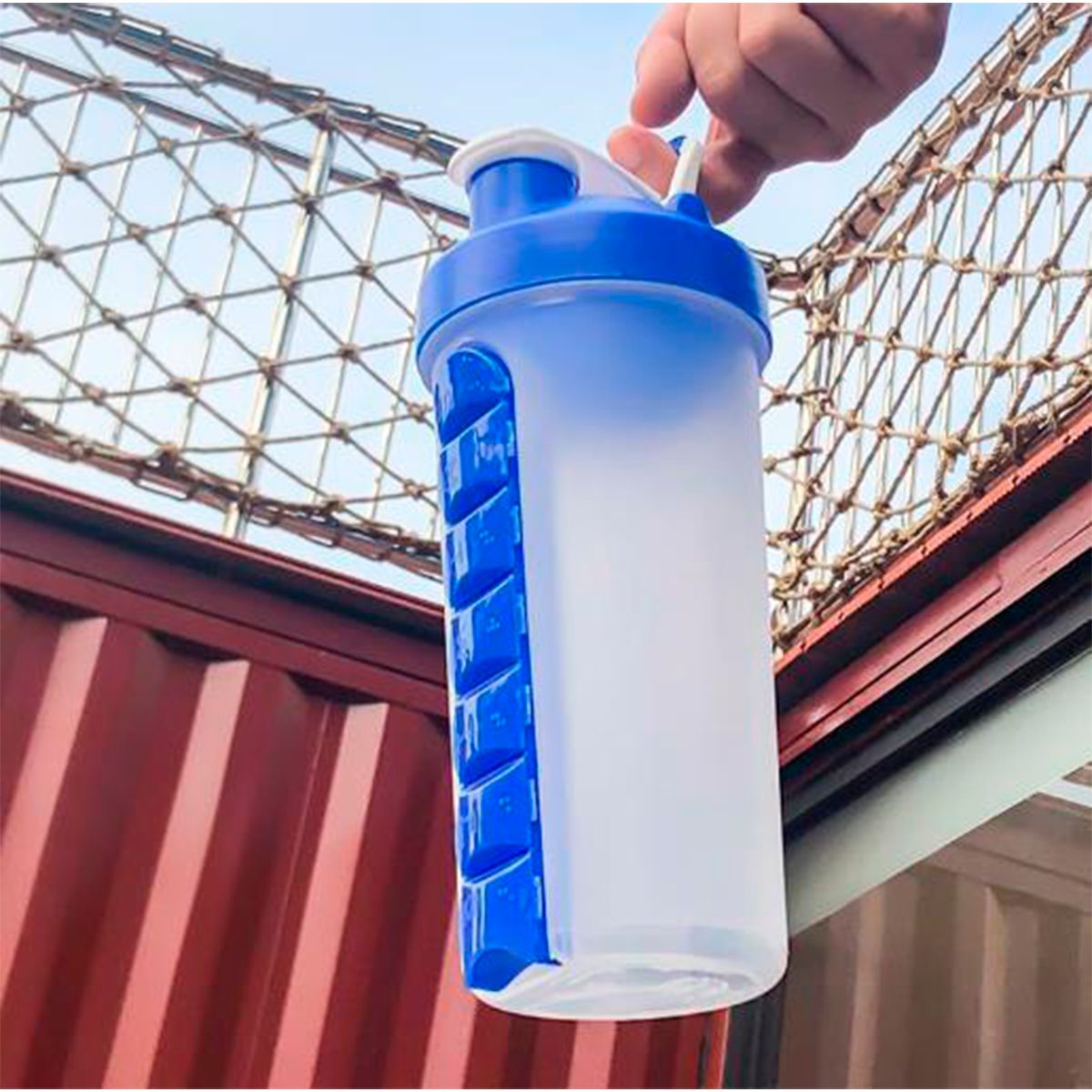 ONEDER - Botella De Agua Pastillero Organizador Pastilleros Semanales Azul
