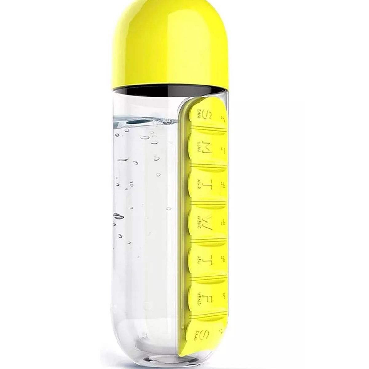 ONEDER - Botella De Agua Pastillero Organizador Pastilleros Semanales Amarillo