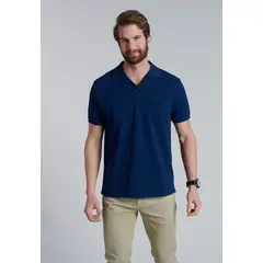 FEROUCH - Polera V Neck Polo Delaware Azul