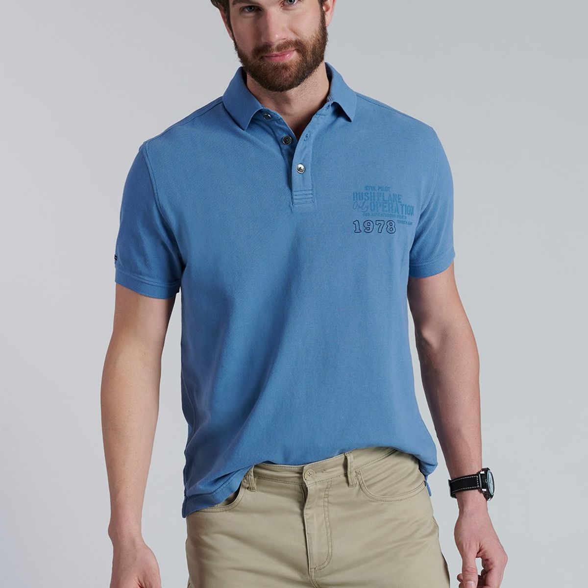 FEROUCH - Polera Polo Boston Celeste Ferouch