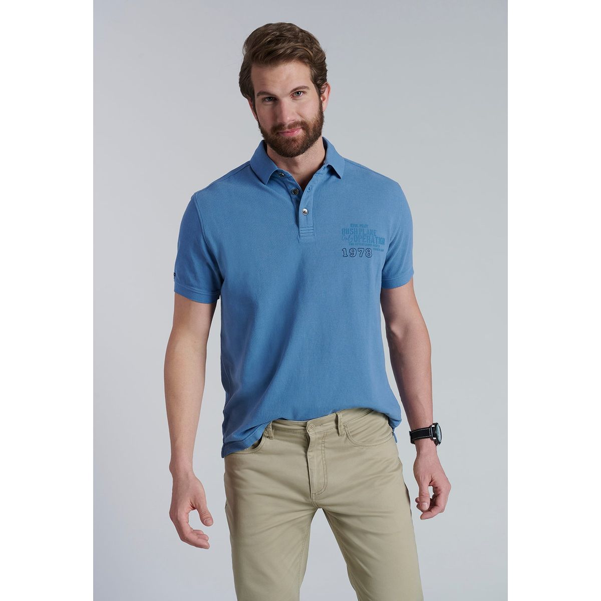 FEROUCH - Polera Polo Boston Celeste Ferouch
