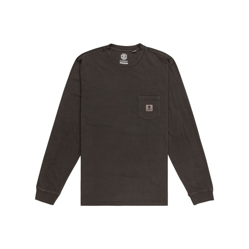 ELEMENT - Polera Manga Larga Hombre Basic Pocket Negra ELEMENT