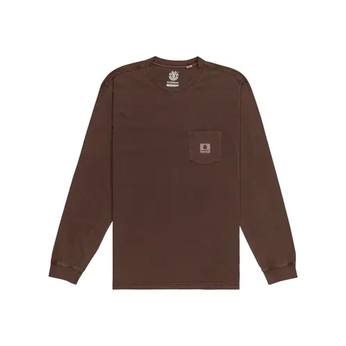 ELEMENT - Polera Manga Larga Hombre Basic Pocket Café
