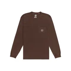 ELEMENT - Polera Manga Larga Hombre Basic Pocket Café
