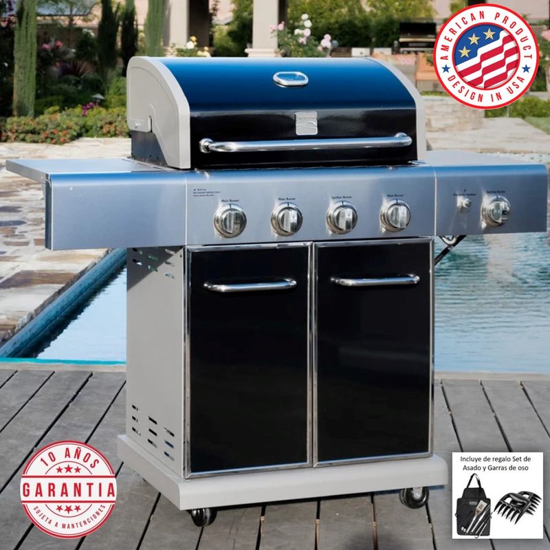 KENMORE - Parrilla a gas 4Q + Sellador lateral + Set asado + Garras kenmore