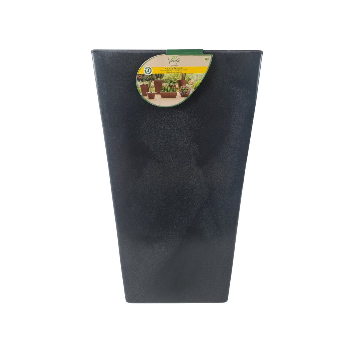 VERDY - Maceta Joinville Trapecio 19x40cms Negro Efecto Marmoleado.