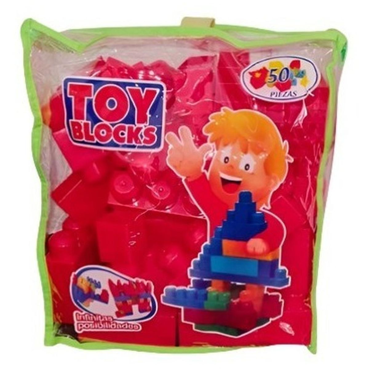 GENERICO - Bloques Entretenidos Fabricación Chilena 50 Piezas - Rojo