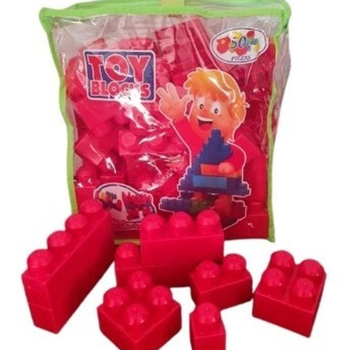 GENERICO - Bloques Entretenidos Fabricación Chilena 50 Piezas - Rojo