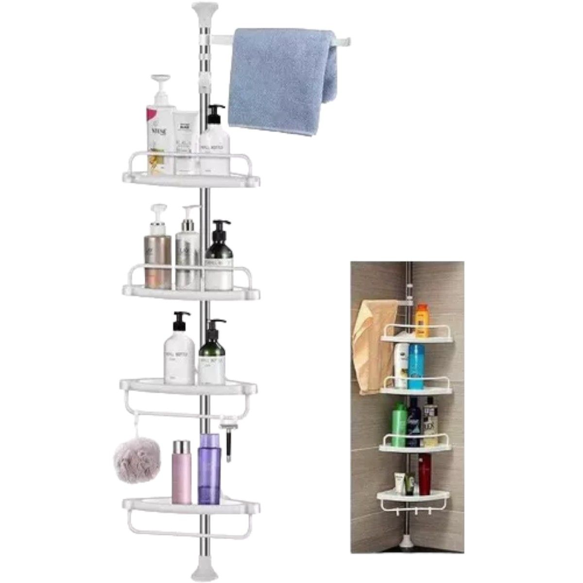 GENERICO - Esquinero De Ducha Multi-uso 4 Repisas Ajustables