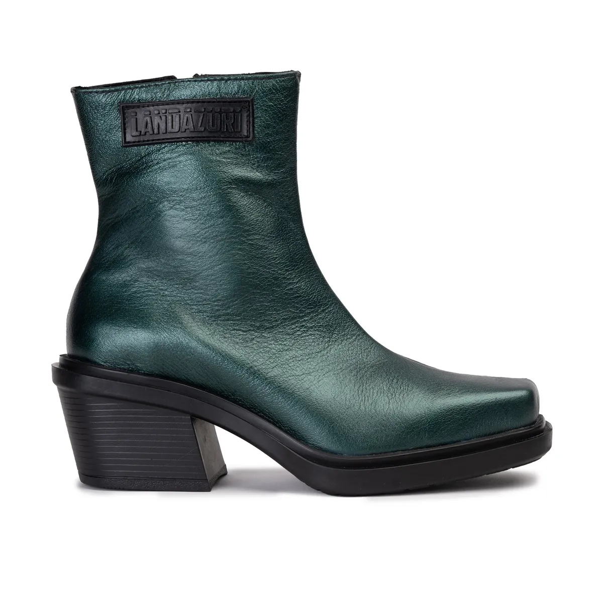LANDAZURI - Botín Cuero Hela Caimán Verde Jade Landazuri