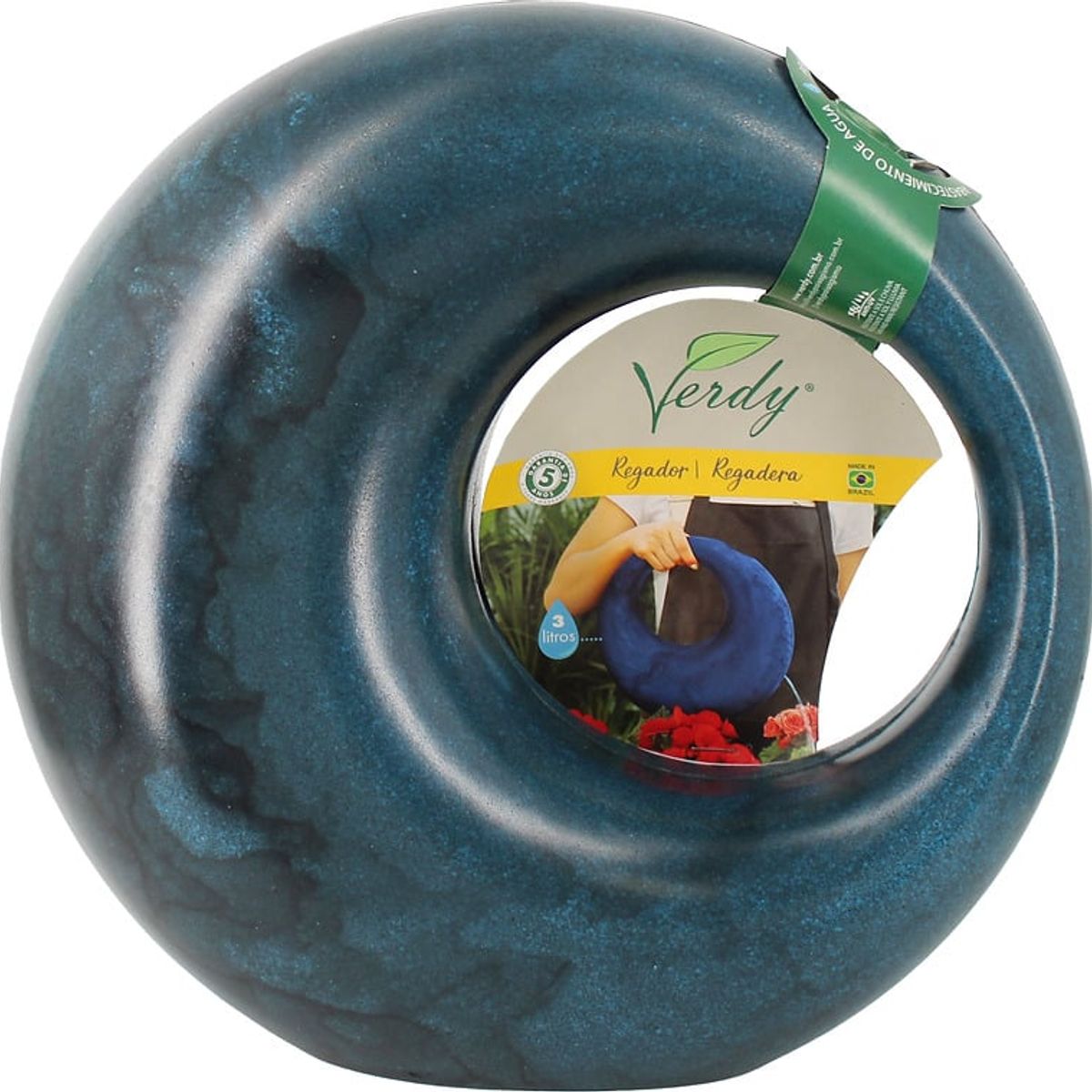 VERDY - Regadera decorativa Circular 2,5 Lts Azul Índigo Efecto Marmoleado
