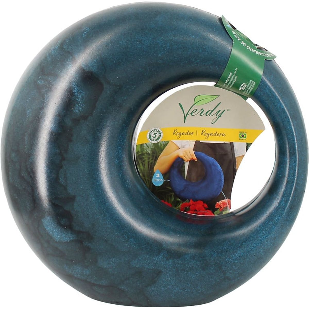 VERDY - Regadera decorativa Circular 2,5 Lts Azul Índigo Efecto Marmoleado