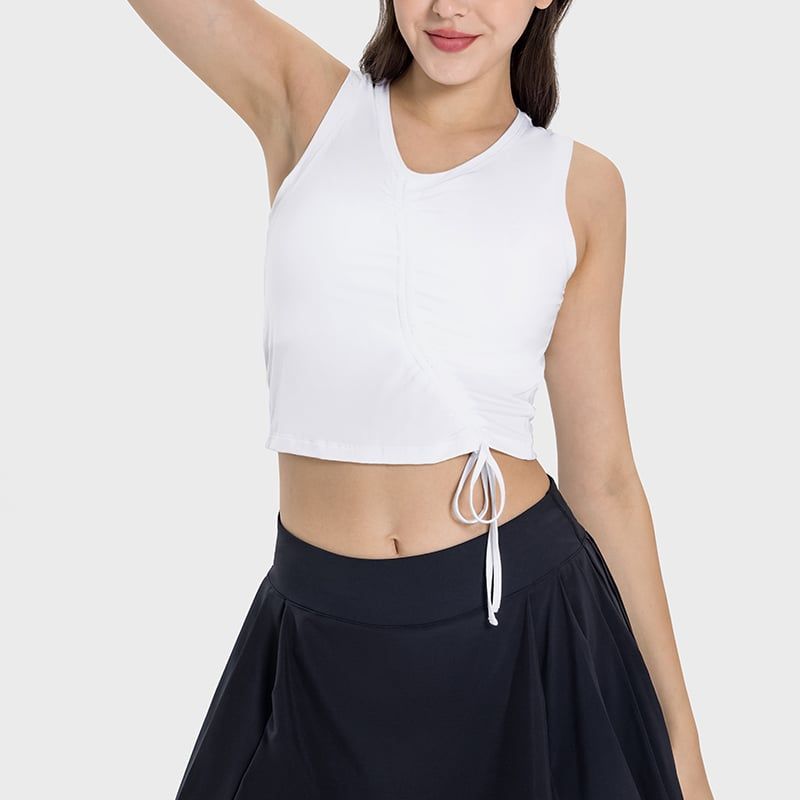 RURUTOTO - Polera Mujer Sin Manga Con Cordón Negro