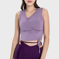 RURUTOTO - Polera Mujer Sin Manga Con Cordón Negro