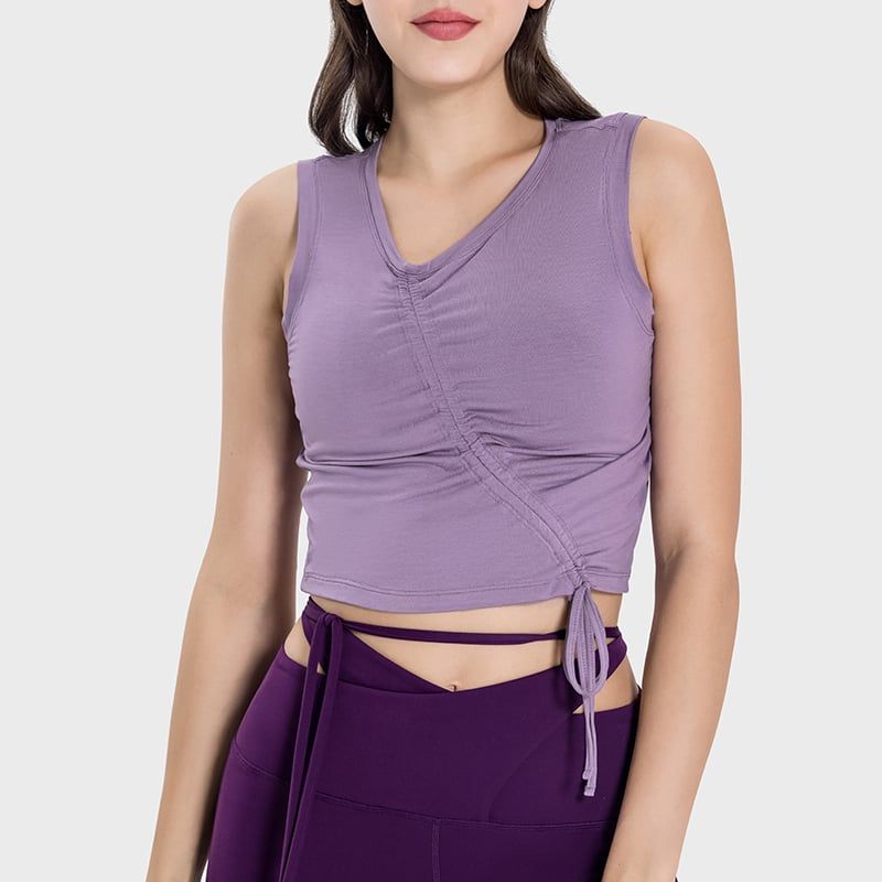 RURUTOTO - Polera Mujer Sin Manga Con Cordón Negro