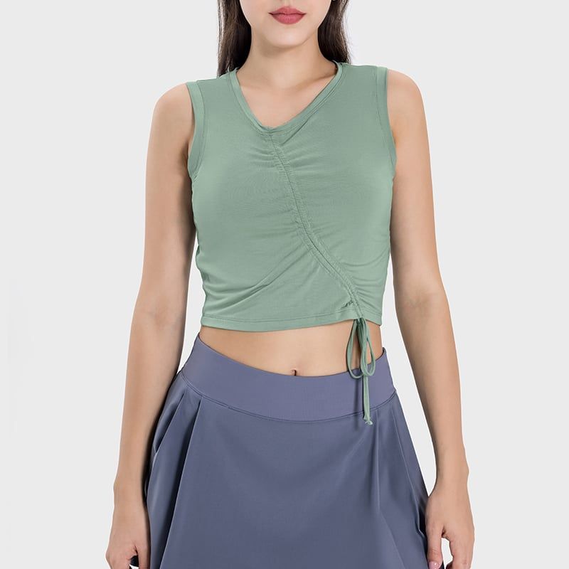 RURUTOTO - Polera Mujer Sin Manga Con Cordón Negro