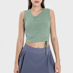 RURUTOTO - Polera Mujer Sin Manga Con Cordón Negro