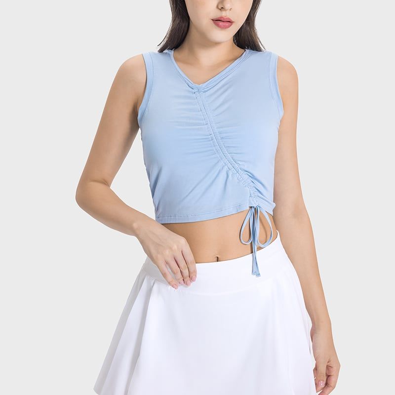 RURUTOTO - Polera Mujer Sin Manga Con Cordón Negro