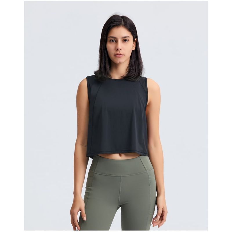 RURUTOTO - Camiseta sin mangas atlética para Mujer Negro