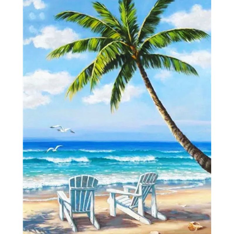GENERICO - Kit Diamond Painting Pintura De Diamante - Playa Palmera