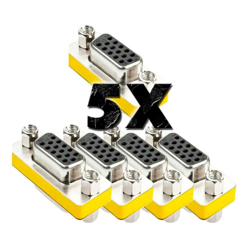 GEN - 5x Copla Adaptador Vga Hembra H/h Cambiador Genero Extension