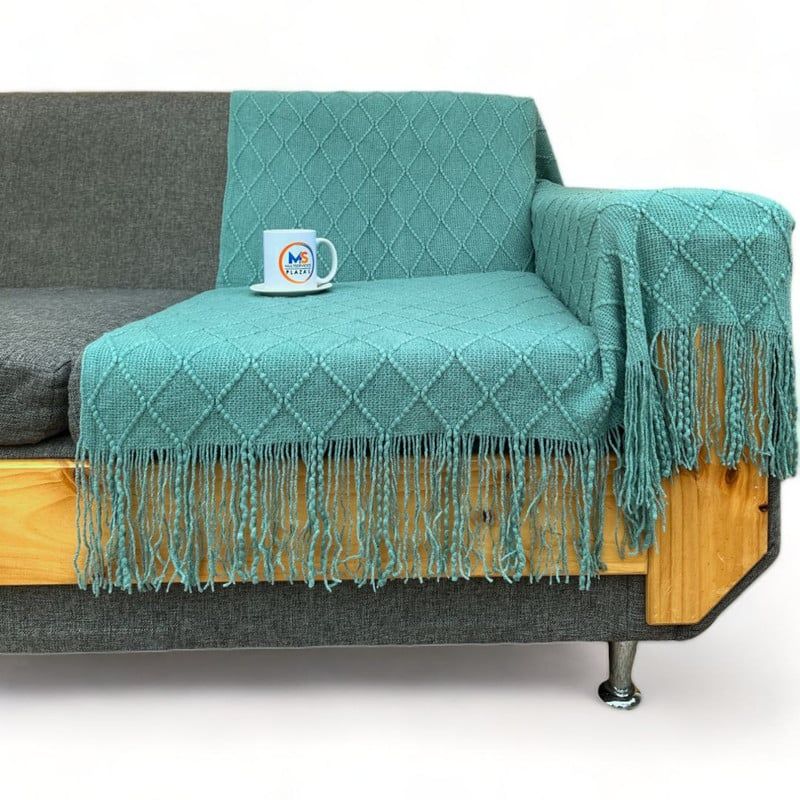 GENERICO - Manta Decorativa Tejida Estilo Nordico Para Sofa Sillon Cama Turquesa