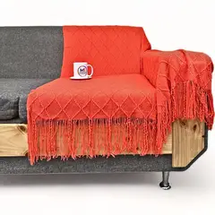 GENERICO - Manta Decorativa Tejida Estilo Nordico Para Sofa Sillon Cama - Coral