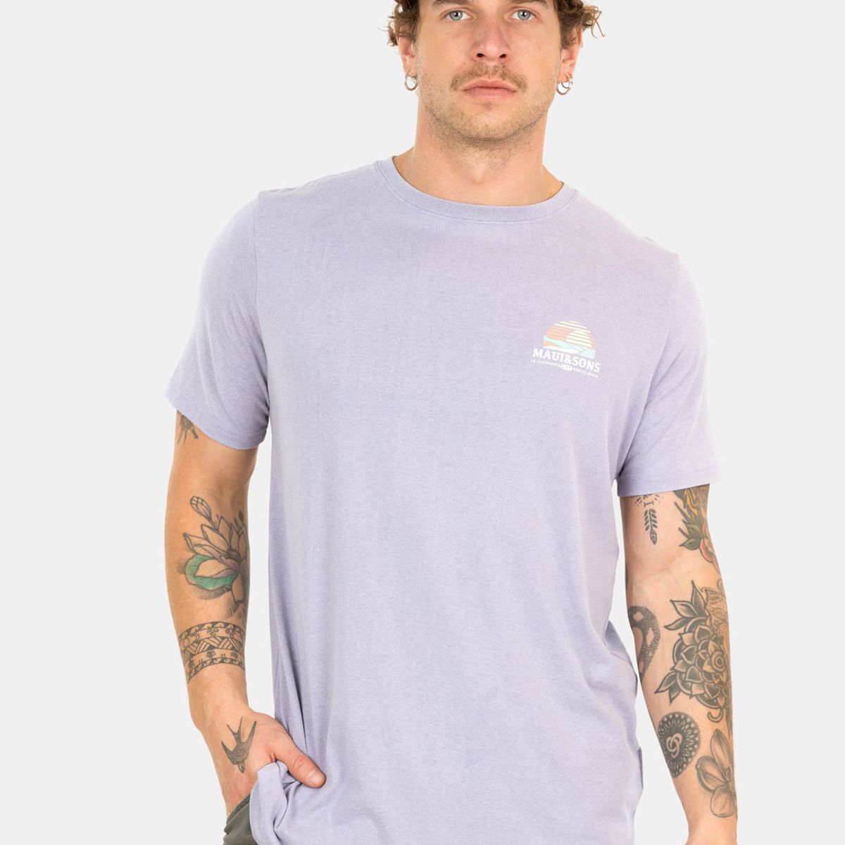 MAUI AND SONS - Polera MC Portraid Sunset Morado Hombre Maui And Sons