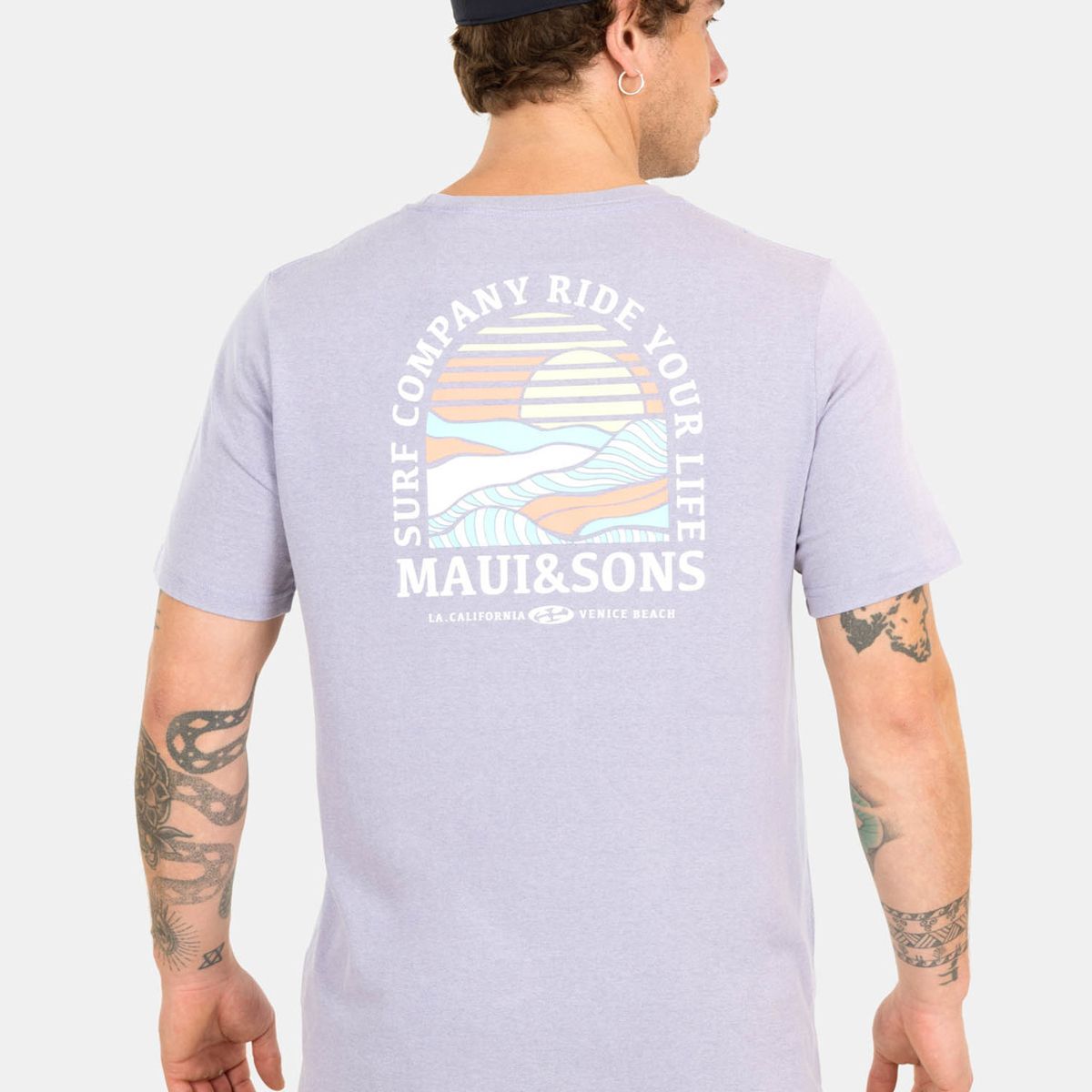 MAUI AND SONS - Polera MC Portraid Sunset Morado Hombre Maui And Sons