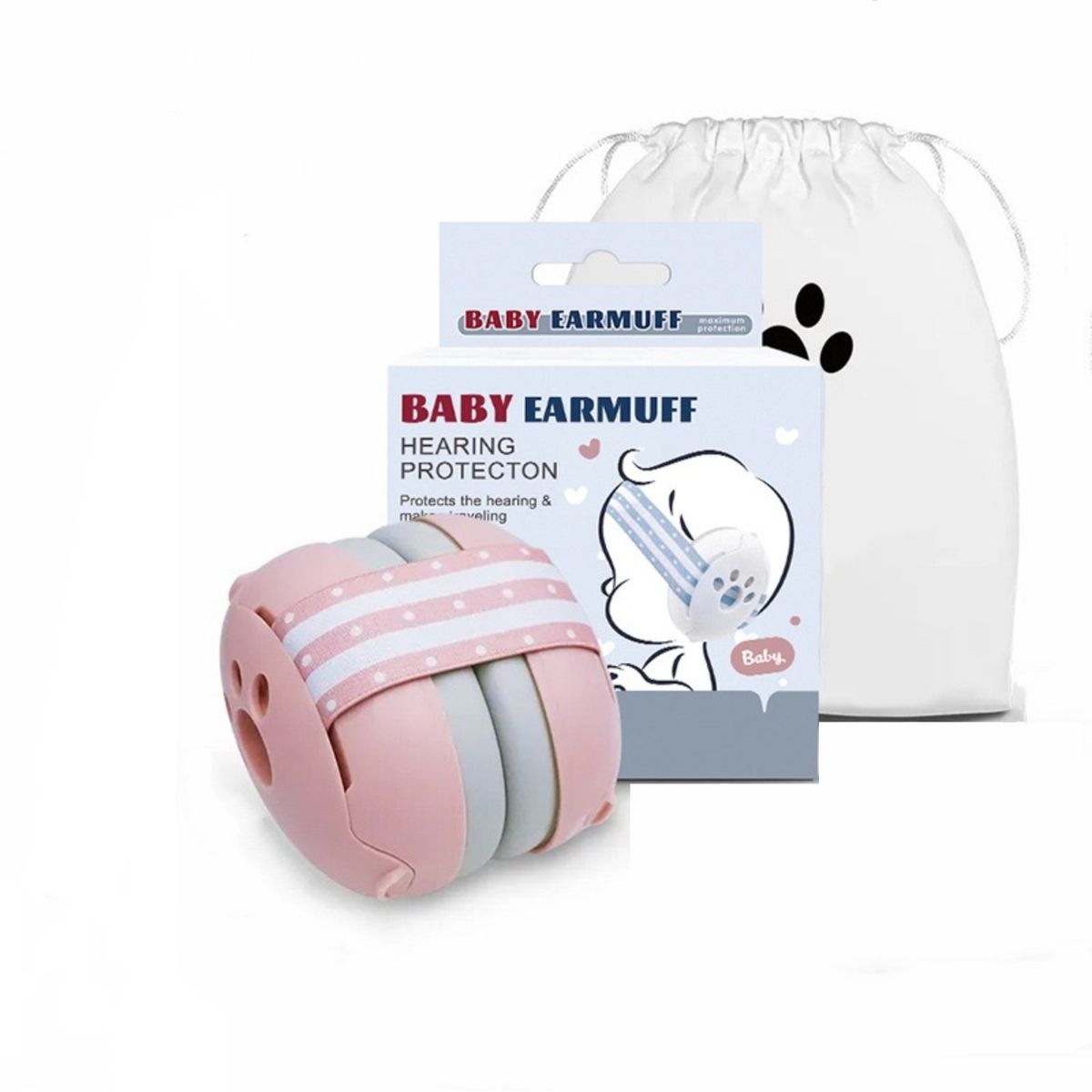 LUBABYCAS - Orejeras Antiruido Auriculares Protectores Bebés Rosado