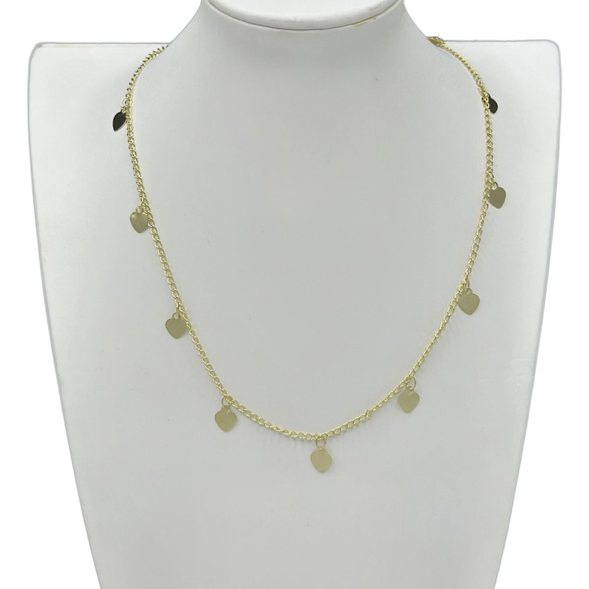 GENERICO - Collar Juvenil Corazones Planos Colgantes Baño En Oro 18 Kl