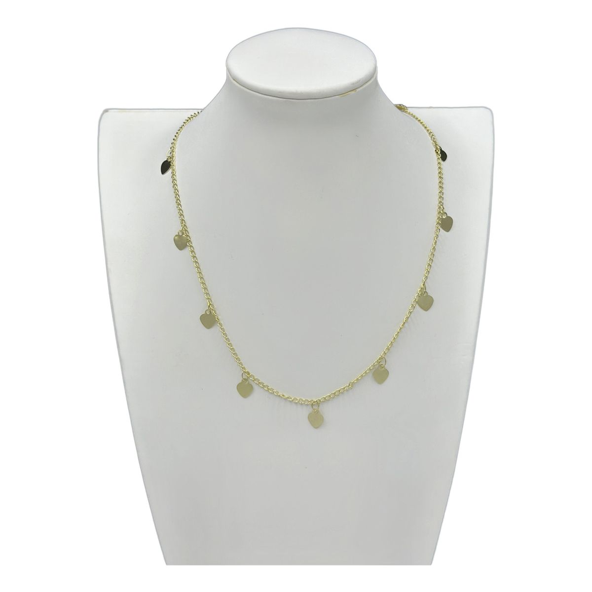 GENERICO - Collar Juvenil Corazones Planos Colgantes Baño En Oro 18 Kl