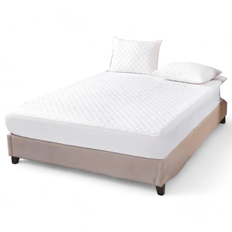 GENERICO - Cubre Colchon King 25 Plaza Mas 2 Funda Almohada - Blanco