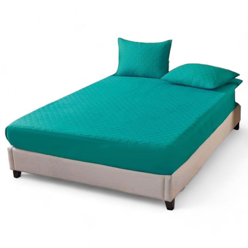 GENERICO - Funda Cubre Colchon 15 Plaza + 1 Funda Almohada - Turquesa